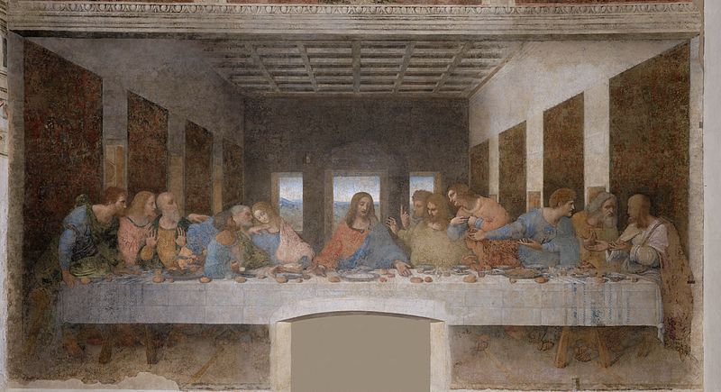 This photo presents the painting called 'The Last Supper', which portrays the reaction given by each apostle when Jesus said one of them would betray him.